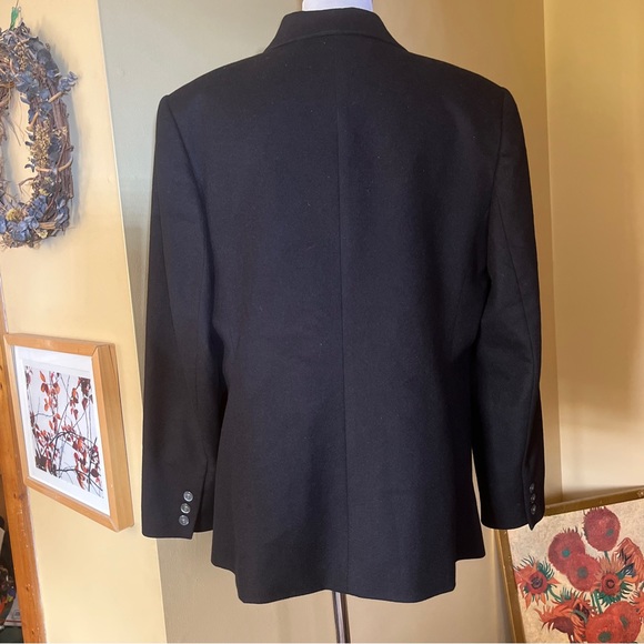 Vintage TALBOTS Size 14 100% Cashmere Blue Blazer Career Classic 3-Btn Nautical - Picture 6 of 13